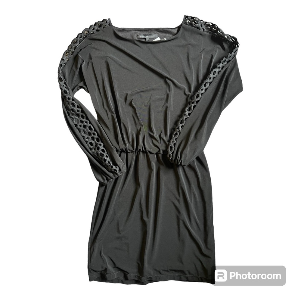 NWT White House Black Market Lattice Sleeve Blouson Dress Stretch